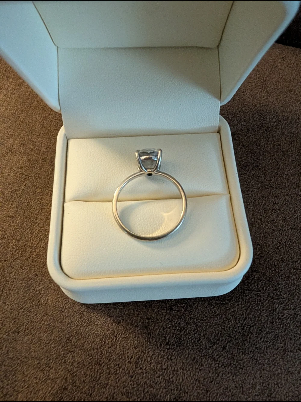 Elegant Cushion-Cut Solitaire Moissanite Ring in 14k White Gold